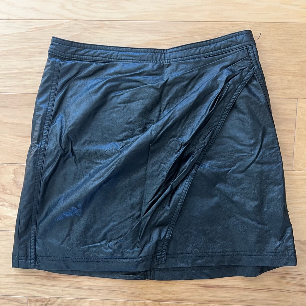 Free People Fake Out Black Faux Leather Mini Skirt